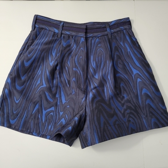 KENZO Blue and Black Jacquard Moire Tiger High Waisted Shorts - Picture 2 of 12
